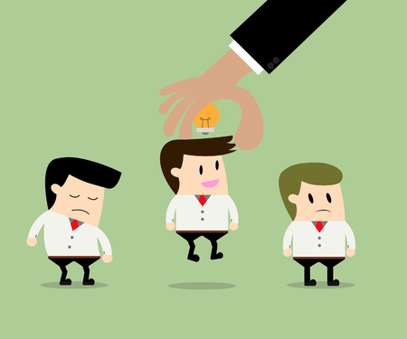 businessman choosing worker from group of people with ideasのイラスト素材