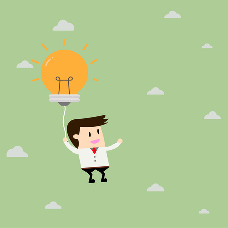 Startup Business. Businessman on blub idea. Flat design business concept illustrationのイラスト素材