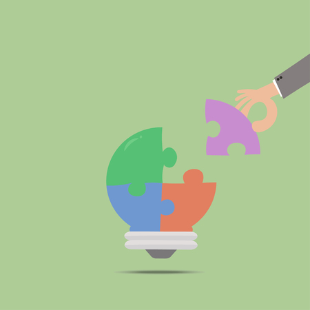 Businessman have jigsaw puzzles ideas conceptual.Flat designのイラスト素材