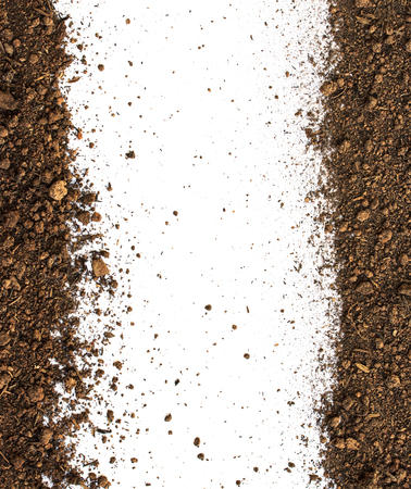 Dirty earth on white background. Natural soil textureの写真素材