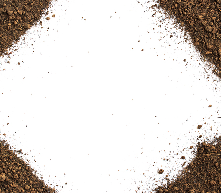 Dirty earth on white background. Natural soil textureの写真素材