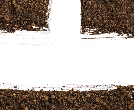 Dirty earth on white background. Natural soil textureの写真素材
