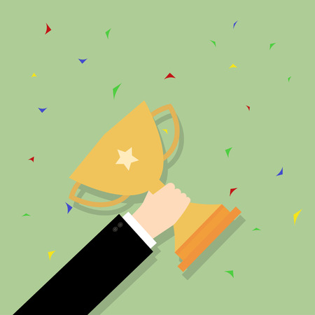 Trophy, Businessman Showing successのイラスト素材