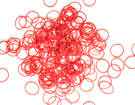 Red rubber on white backgroundの写真素材