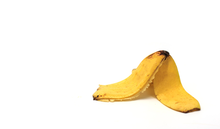 Banana peel on white background close upの写真素材
