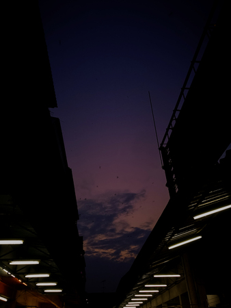 empty steet in the eveningの写真素材