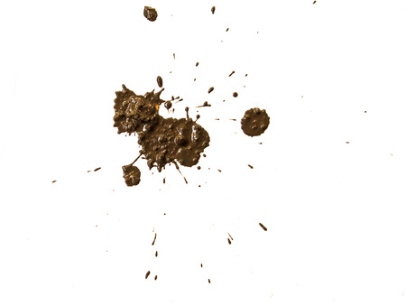 Drops of mud splashes on a white backgroundの写真素材