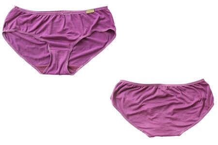 Pink ladies lace panties  on white backgroundの写真素材