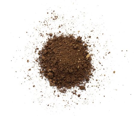 Dirty earth on white background. Natural soil textureの写真素材