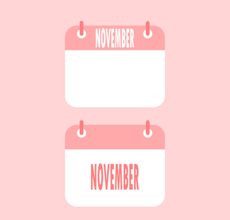 November Calendar icon on red background.Vector illustration,Two flat style.のイラスト素材