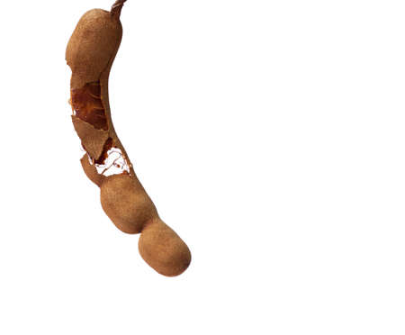 Tamarind fruit with seed isolated on white background with copy space for your text.の写真素材