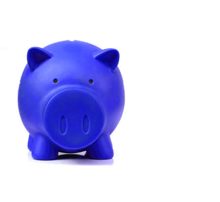 Blue piggy bank isolated in white background.の写真素材