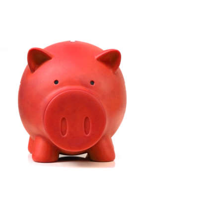red piggy bank isolated in white background.の写真素材
