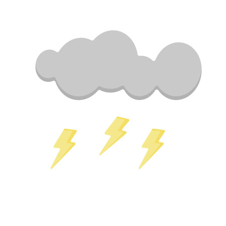 rain cloud with lightning and raindrops. Lightning and thunderstorm icon. flat illustration