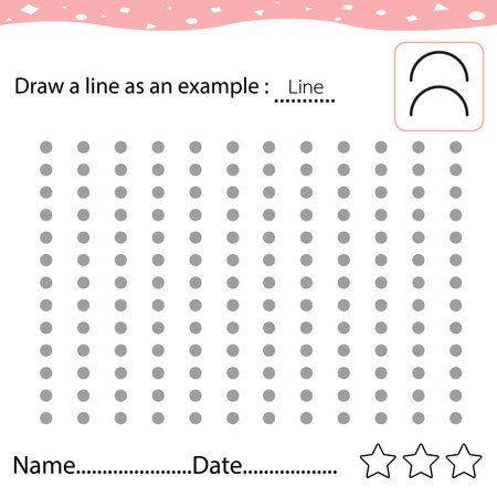 Connect dots with straight lines. Worksheet for children coloring book. Repeat the image by example. Educational game for attention for children of kindergarten and preschool ageの写真素材