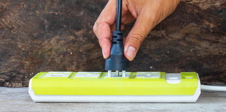 socket plug for charging,three way plugの写真素材