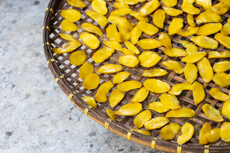 Dried Mango Slices. Perfect as a snack, addition to ice cream and other desserts.の写真素材