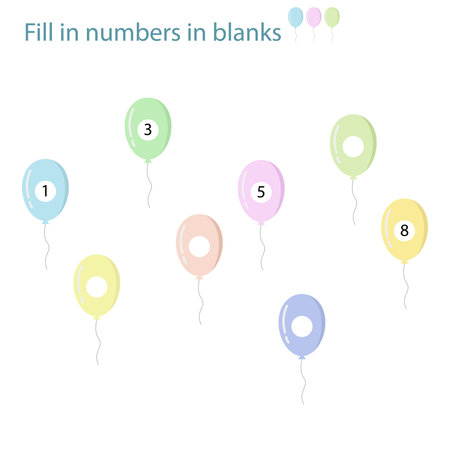 Fill number in the blanks with a number in ballon as an illustration.のイラスト素材