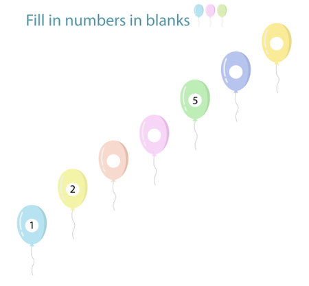 Fill number in the blanks with a number in ballon as an illustration.の写真素材