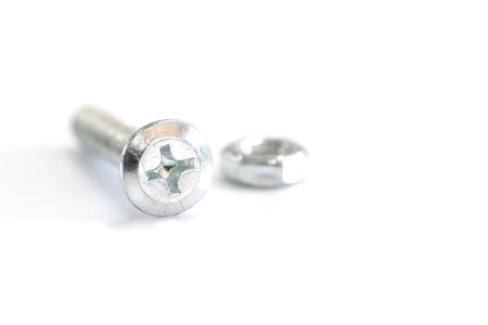 Screw and Nut  Isolated on White Background.の写真素材