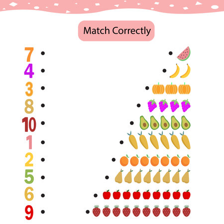 Match by count of many fruit, game for children.のイラスト素材