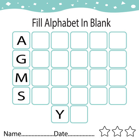 Fill the missing alphabet worksheet page for children, online education, kids activityのイラスト素材