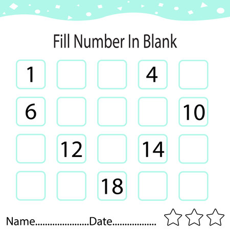 Fill number in the blanks with a 1-20 numberのイラスト素材