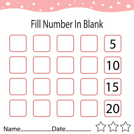 Fill number in the blanks with a 1-20 numberのイラスト素材