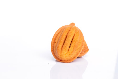 Sweet Egg Sponge muffin cake, Egg cake on white background.の写真素材