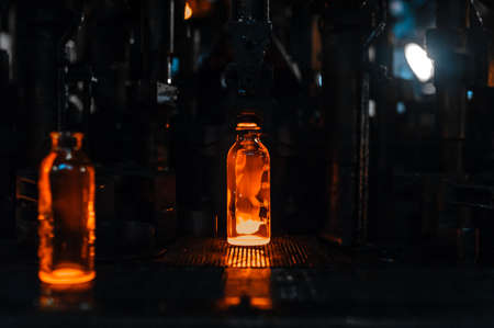 Factory for the production of glass bottlesの写真素材