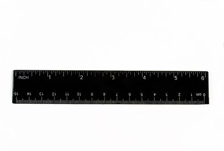 Close-up of a black ruler (isolated on white)