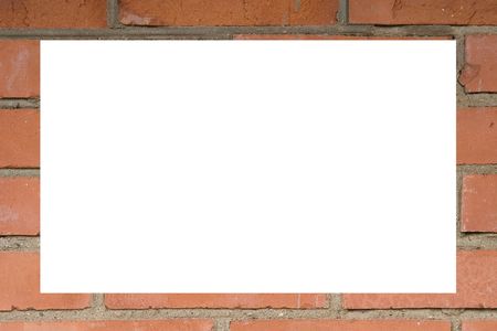 Rectangular frame made of a red brick wall (with empty white space inside for your text or photo)の写真素材