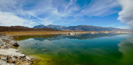 Mono Lake Tufa State Natural Reserve, California. Spectacular panoramic view.の写真素材