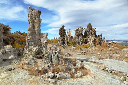 Mono Lake Tufa State Natural Reserve, California. Spectacular panoramic view of tufa rocks.の写真素材