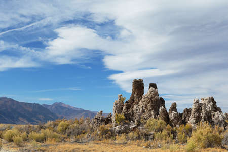 Mono Lake Tufa State Natural Reserve, California. Spectacular panoramic view of tufa rocks.の写真素材