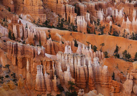 Red hoodoos amphitheater in Bryce Canyon National Park, Utah, United States. Scenic colorful panorama.の写真素材