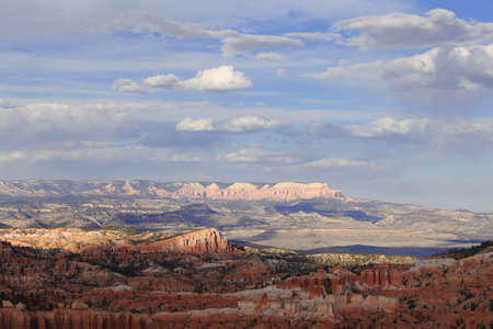 Sunset sky over Bryce Canyon National Park, Utah, United States. Scenic colorful wide panorama.の写真素材