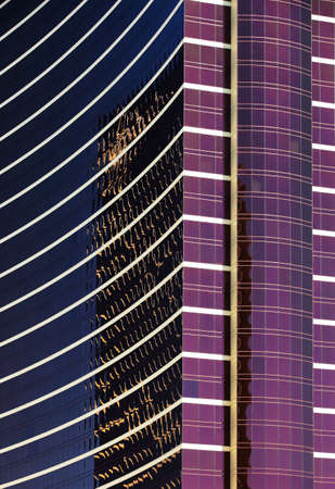 modern architecture, vertical panoramic view of reflecting glass wall, Las Vegas, USAの写真素材