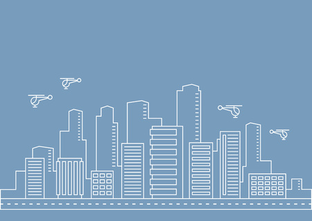 Vector thin line city illustration concept for any useの写真素材