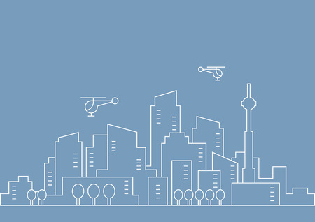 Vector thin line city illustration concept for any useの写真素材