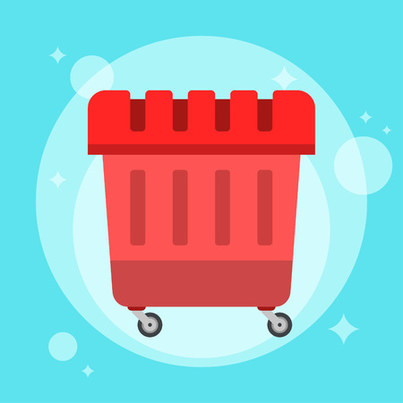 Garbage can. Trash container. Recycle bin. Vector flat simple illustrationのイラスト素材