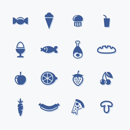 Food icon set. Flat vector pictograms for menu or supermarket.のイラスト素材