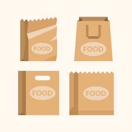 Set of empty paper shopping bags for marketsのイラスト素材