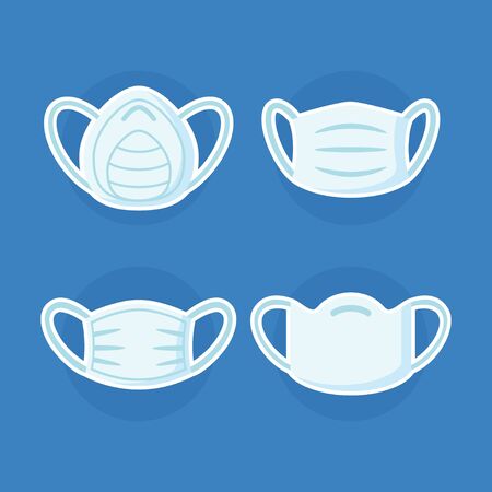 Pollution medic mask and respirators vector setのイラスト素材