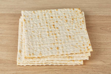 Religious Jewish matzah for the Jewish holiday of Passoverの写真素材
