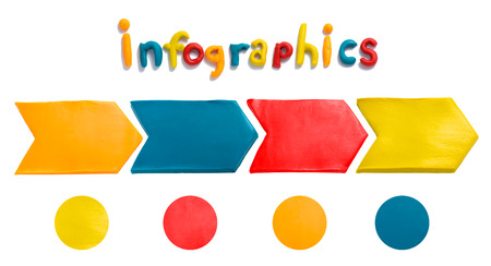 Infographics with arrows made of plasticine. Four colorful element isolated on white.の写真素材