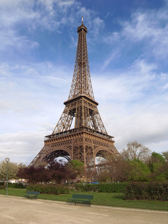 The Eiffel Tower along the river Seine in the 7th district of Paris. Built by Gustave Eiffel for the Paris Exposition in 1889 it measures 312 meters in height.の写真素材