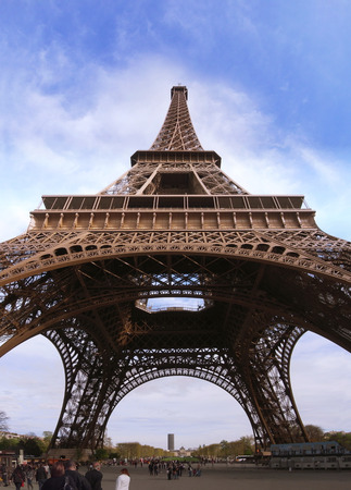 The Eiffel Tower along the Seine river in the 7th district of Paris. Built by Gustave Eiffel for the...