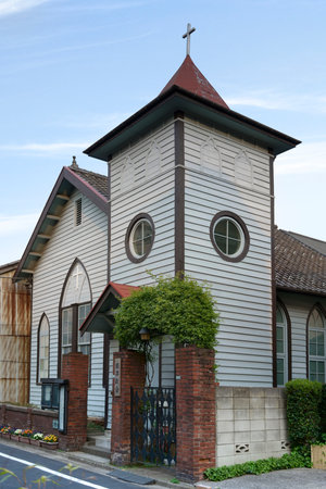 Christian Nezu Church dating from 1919 in the district of Bunkyo in Tokyo close to the Nezu Shrine.のeditorial素材