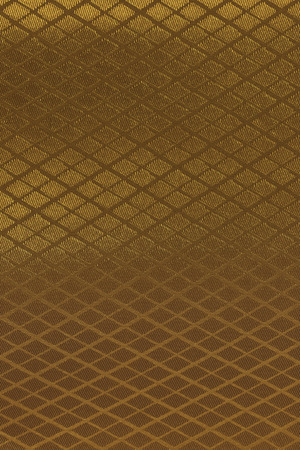 Highly detailed all over background texture of golden diamond-shaped stripes textile in synthetic fabric.の写真素材